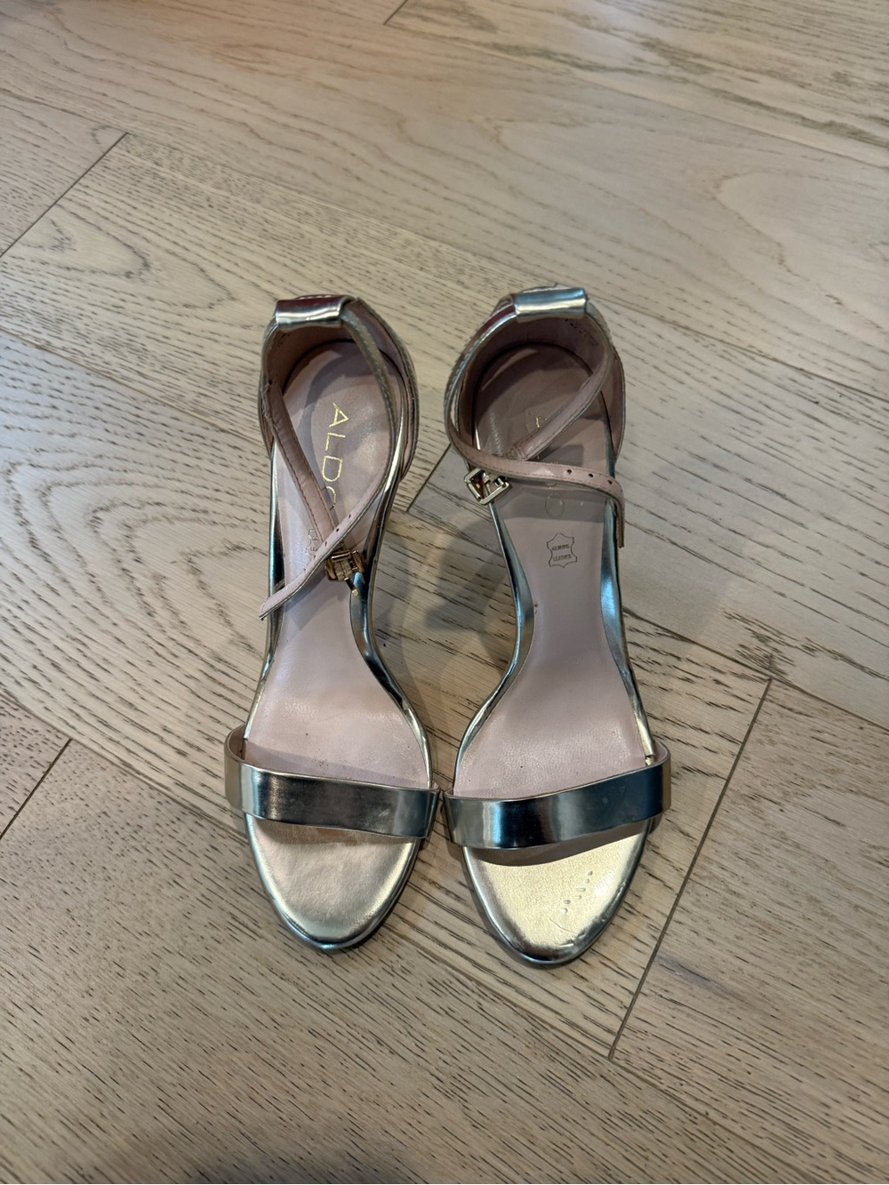 ALDO Metallic Gold Open-Toe Strappy Heeled Sandals